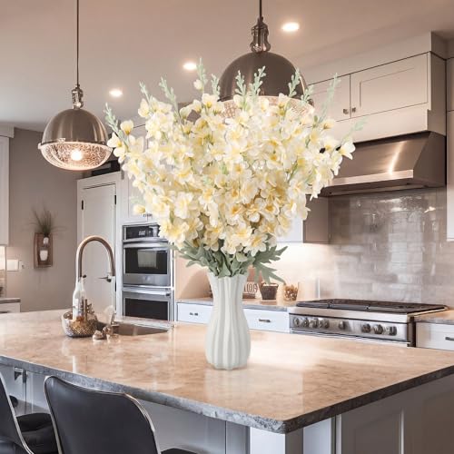 24 Pcs Champagne Delphinium Artificial Flower Bulk (34.25" / Champagne)