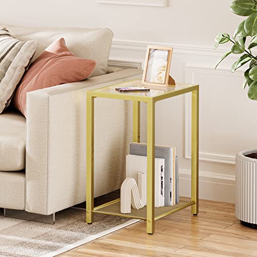 Side Table, 2-Tier End Table, Nightstand for Tight Spaces