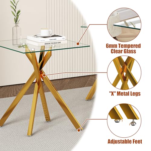 Glass End Table (Gold)