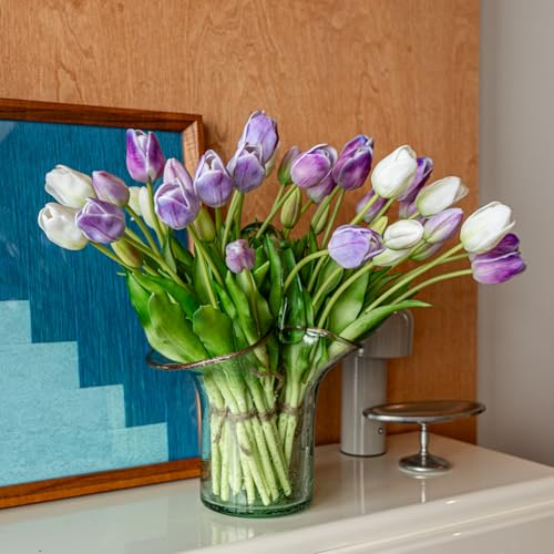 40pcs Artificial Tulips Flowers (40pcs Amethyst Set (No Vase))