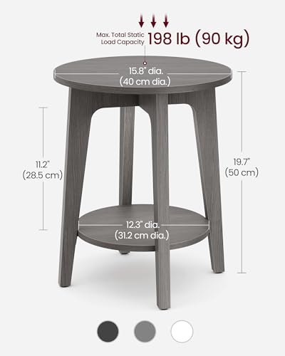 Round Side Table with Lower Shelf (Smoky Gray / 1 pack)