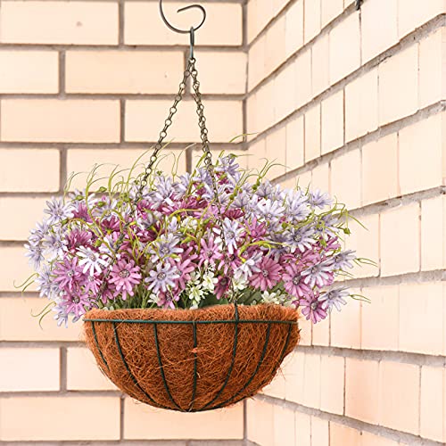 Artificial Flowers Wildflowers Silk Daisy Spring Fake Daisies Decoration Summer UV Resistant Colorful Mixed Bundles Faux Greenery Outdoor Plant Stem Filler for Home Decor Indoor Floral Arrangements (07-purple)