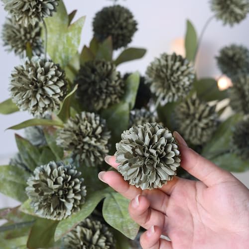 12 Pcs 27"Artificial Pompon Mum Silk Flower Stems for Vase (Dark Gray)