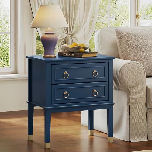 27.6 Inch Tall Nightstand with Charging Station (Prussian Blue)