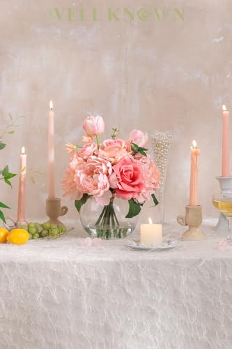 Artificial Flowers in Vase with Fake Water (Peach Pink Mixed)