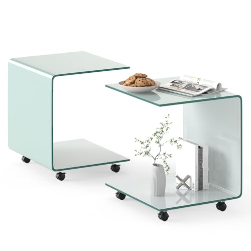 Tempered Glass Side Table (White)