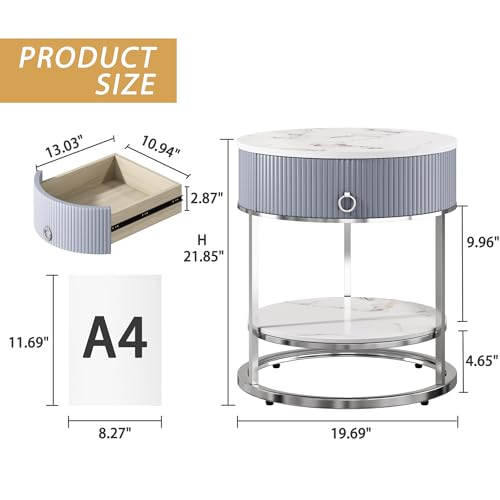 End Table with Sintered Stone Tabletop (Silver)