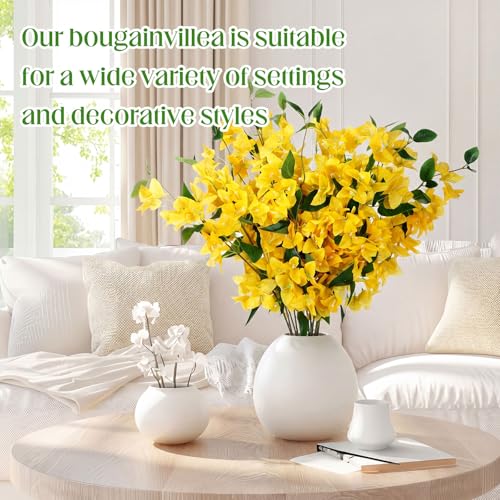 30 Pcs Fake Bougainvillea Bulk Silk Flower UV Resistant (Yellow)