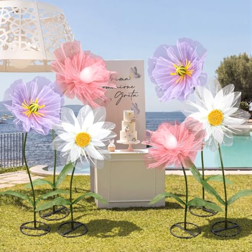 3 Pcs Multicolor Giant Flowers for Decoration with Standing (Multi Color / Classic)