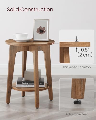 Round Side Table with Lower Shelf (Honey Brown / 1 pack)