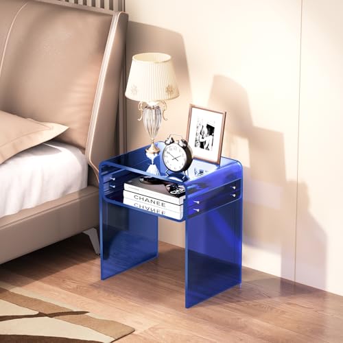 Acrylic Nightstand Bedside Side Table (Royal Blue)