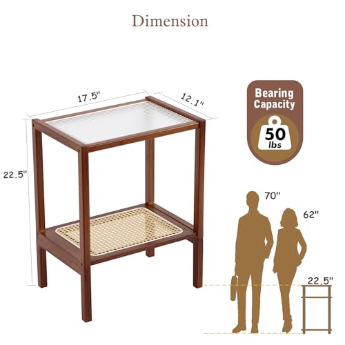 Brown Rattan Nightstand (2-tier Rattan-brown)