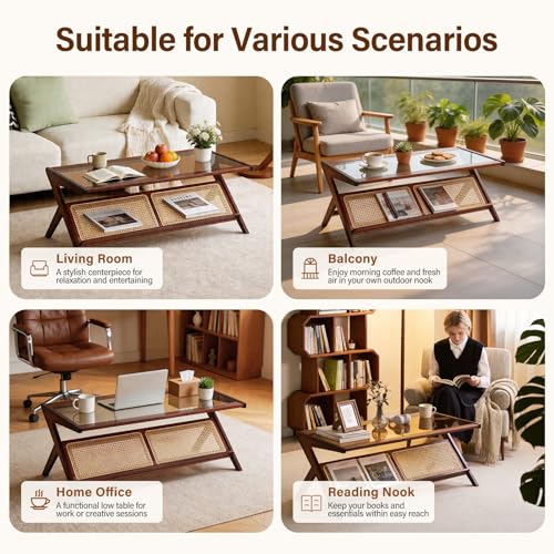 Brown Rattan Coffee Table (Coffee Table-brown)