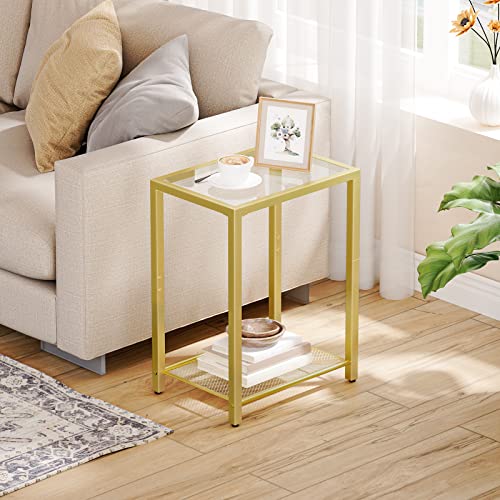 Side Table, 2-Tier End Table, Nightstand for Tight Spaces