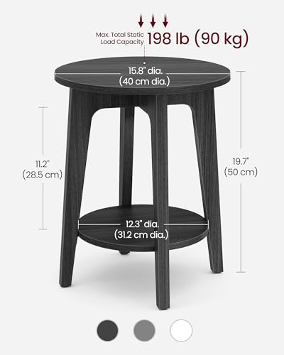 Round Side Table with Lower Shelf (Charcoal Gray / 1 pack)
