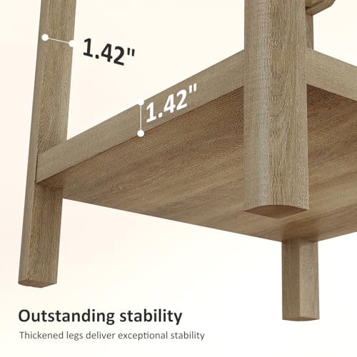 Square Rattan End Table Side Table Set of 2 with Round Edge Design (Caramel Oak, Square)