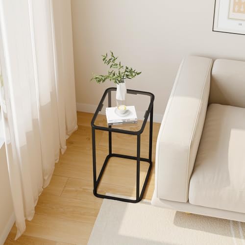 Glass Side Table (Black / 15.8"x11.8"x20.8" 1 PCS)