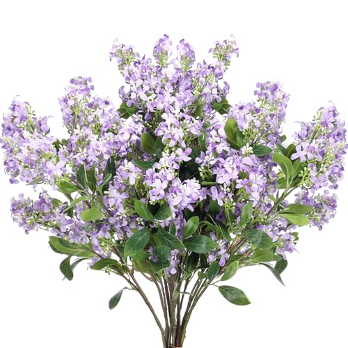 10 Pcs 30" Artificial Lilac Flowers Fake Delphinium Antirrhinum Stem Silk Artificial Flower Branch Floral Arrangement for Vase Centerpieces Wedding Bouquet Home (Purple)