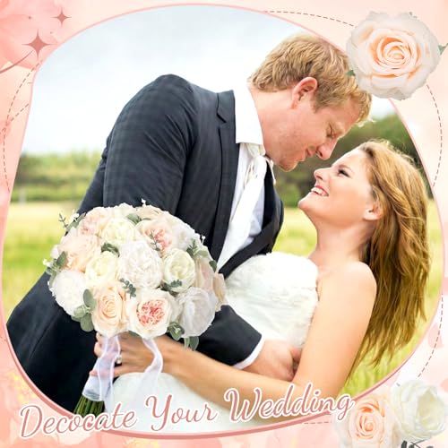 98pcs Artificial Flowers with Stems (Champagne Color)