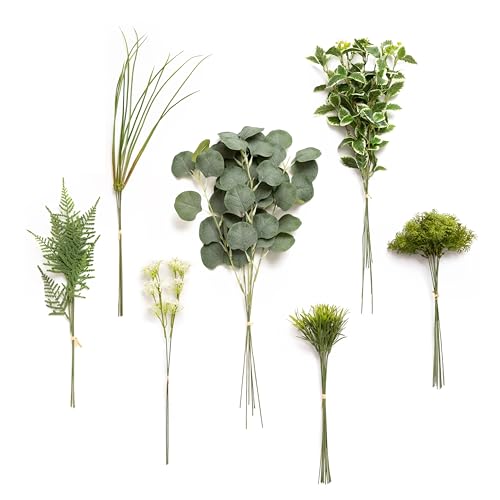 Artificial Faux Greenery Stems 44pcs Sage Green Fake Greenery (Grn-olive Green)