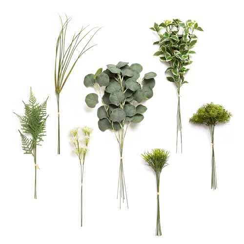 Artificial Faux Greenery Stems 44pcs Sage Green Fake Greenery (Grn-olive Green)