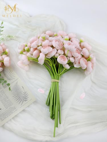 32Pcs Light Pink Ranunculus Artificial Flowers DIY Home Wedding (Light Pink)