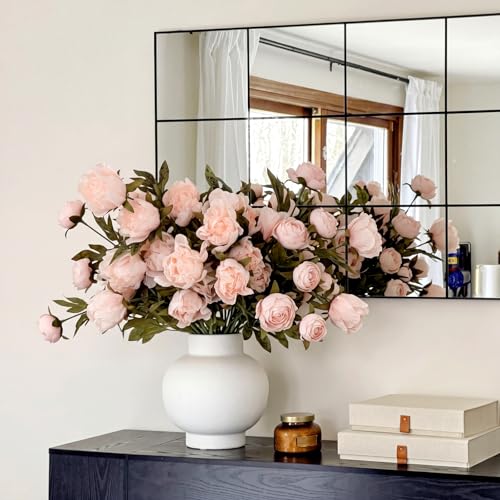 Faux Silk Peony Artificial Flowers Stem for Vase (Pink)
