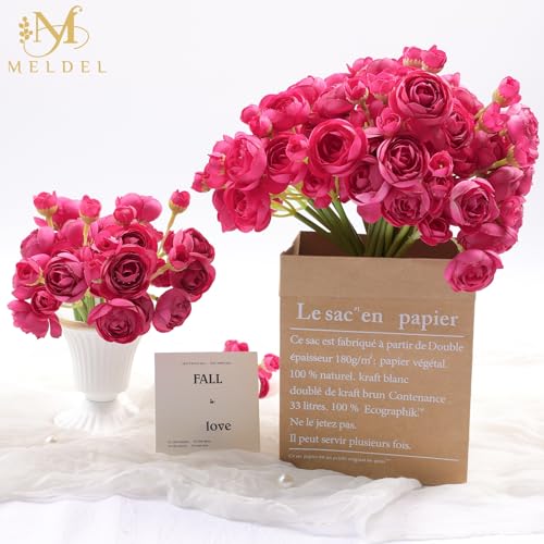 32Pcs Rose Red Ranunculus Artificial Flowers Home Wedding Decor (Rose Red)