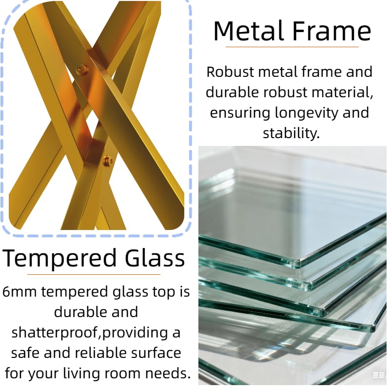 Glass Side Table Set of 2 (Gold)