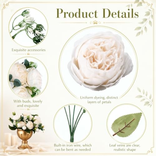 24 Bundles Artificial Peonies Flowers (White)