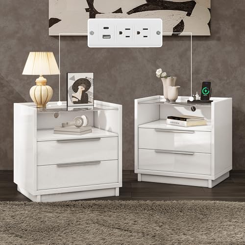 23.6" Nightstand Set of 2 (White)