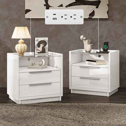 23.6" Nightstand Set of 2 (White)