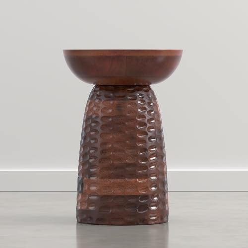Boyd 13" Wide Mango Wood Round Table in Warm Auburn Brown (Warm Auburn Brown / 13 inch)