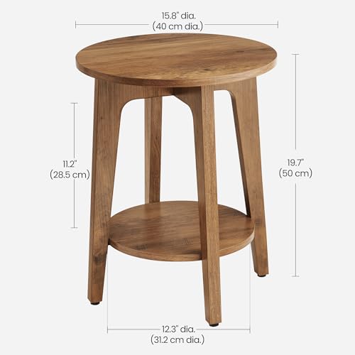 Round Side Table with Lower Shelf (Honey Brown / 1 pack)