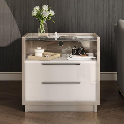 23.6" Nightstand Set of 2 (Cream & Gray)