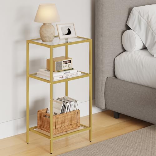 Gold Side Table with Tempered Glass (1 Pack)