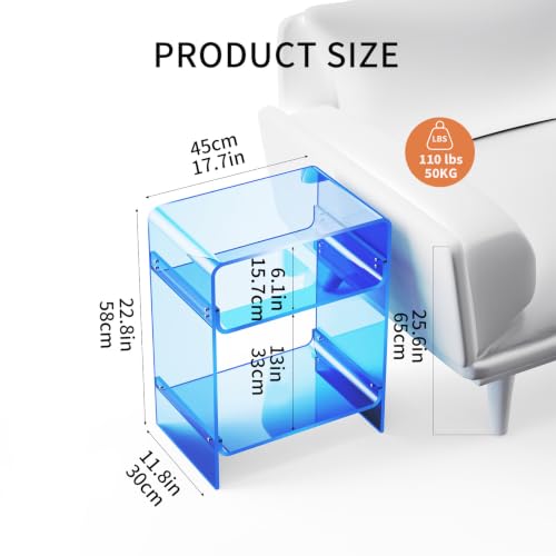 Acrylic Record Player Table with Storage Shelf (Blue / Large)