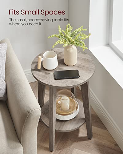 Round Side Table with Lower Shelf (Heather Greige / 1 pack)