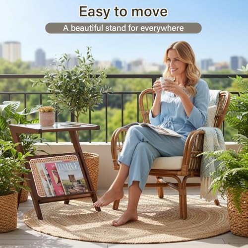 Large Brown Rattan Nightstand (Rattan-large-brown)