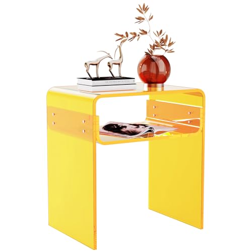 Clear Acrylic End Table 2 (Yellow)