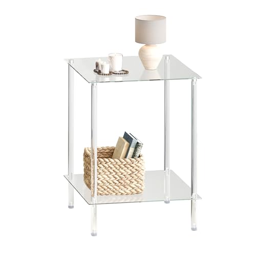 Tempered Glass Side Table (Transparent / 2 tier Normal)