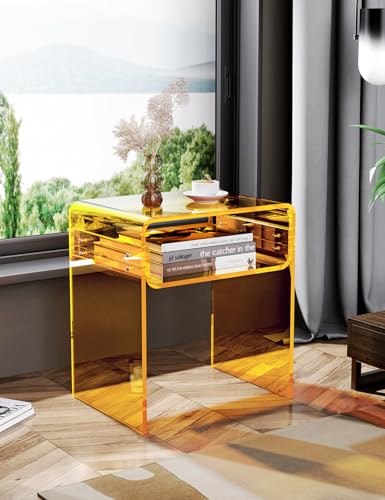 Clear Acrylic End Table 2 (Yellow)