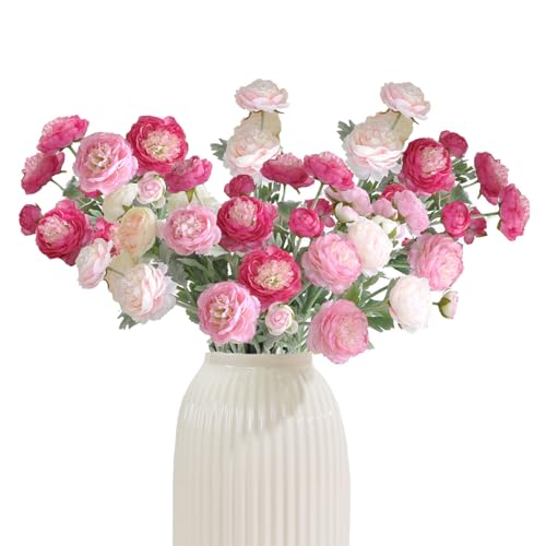 Artificial Flowers Silk Peony Pink Flowers Combo Rose Red Silk Flowers Bouquet 20Pcs 60Heads Fake Peonies for Faux Floral Arrangements Home Table Kitchen Wedding Party Farmhouse Decor (Multicolor(20pcs))