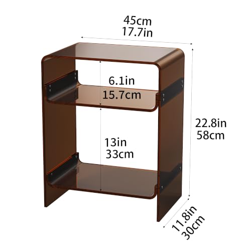 Acrylic Record Player Table with Storage Shelf (Dark Brown / Large)