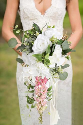Pink Silk Delphinium Flowers Combo Clematis Greenery 8pcs Long Stem Pink Fake Larkspur Flowers Floral Arrangements for Tall Vase Table Party Home Decor (Pink)