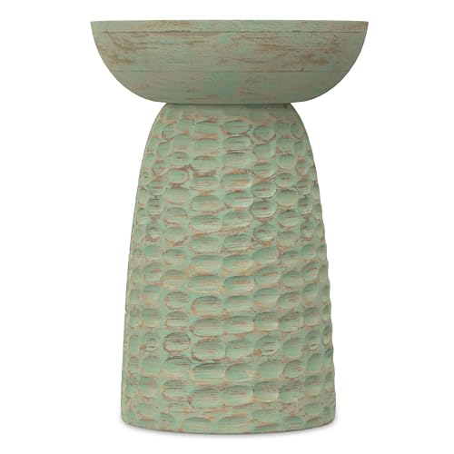 Boyd 13" Wide Solid Wood Round End Table in Green Wash (Green Wash / 13 inch)