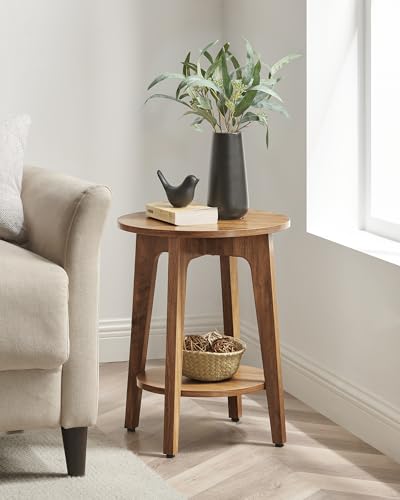 Round Side Table with Lower Shelf (Honey Brown / 1 pack)