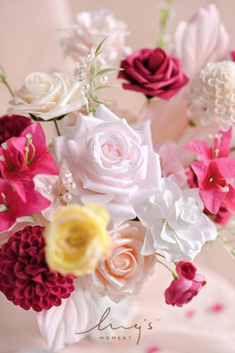 Artificial Faux Greenery Stems 27pcs Berry Pink Fake Greenery (Pk-passionate Pink & Blush)