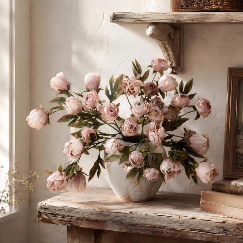 8 PCS 18" Faux Peonies Artificial Flowers Silk Flowers for Vase (Dusty Pink / 8P)