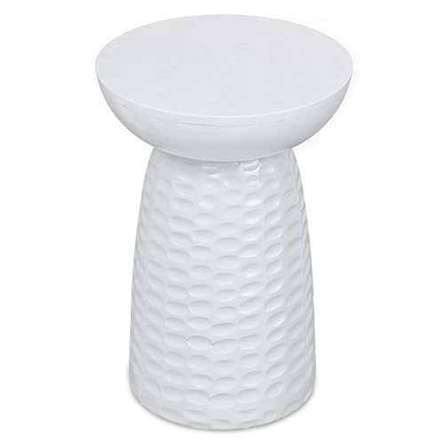 Boyd 13" Wide Solid Wood Round End Table in White (White / 13 inch)